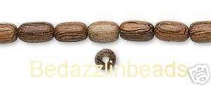 100+ Wood Rice Beads~Natural Brown Textured Barrel Tube  