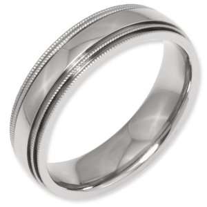  Titanium Grooved and Beaded Edge 6mm Polished Band ring Jewelry