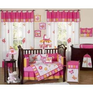   Pink and Orange Butterfly Collection Baby Bedding 9pc Crib Set Baby