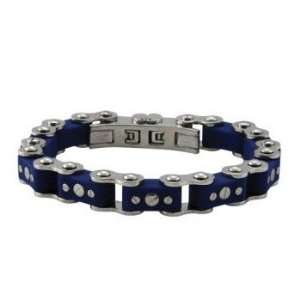  Stainless Steel Bicycle Link Chain Blue Bracelet Jewelry