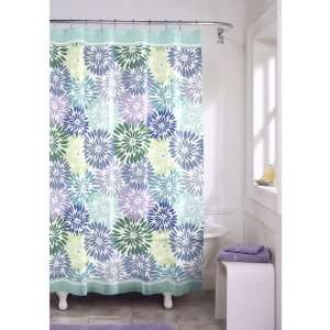    Mitzy Blue Green Floral Print EVA Shower Curtain: Home & Kitchen