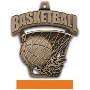   Basketball Medals BRONZE MEDAL/ORANGE RIBBON 2.5
