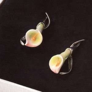  Franz Porcelain Jewelry Collection Earring, Calla Lily 