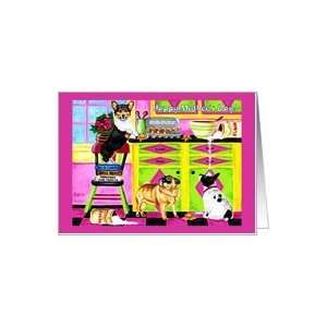  Mothers Day   Dogs in Kitchen Funny Card Health 