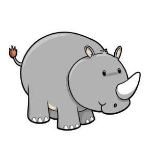  Childrens Wall Decals   Cartoon Chubby Baby Rhino   36 