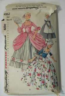 Vintage Simplicity Colonial Costume Pattern Girls sz 8  