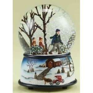  Pack of 2 Musical Kids with Tree on Sled Christmas Snow 