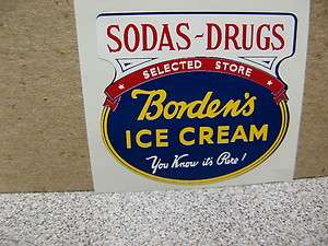 PAIR BORDENS ICE CREAM SODA DRUGS TOY TRUCK DECALS VINYL PEEL N 