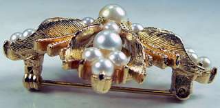   LISNER Gold Tone Faux Pearls Maltese Cross Classic Pin Brooch  