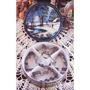  Christmas Cookie Cutter Set & Currier & Ives Tin 