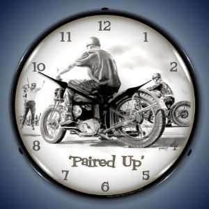    Vintage Motorcycle Race Lighted Wall Clock 