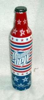 NEW SEALED 2008 MOUNTAIN DEW STARS 4TH OF JULY ALUMINUM BOTTLE GREEN 
