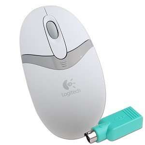  Logitech 3 button Cordless Optical Mouse (White 