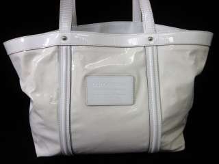 DOLCE & GABBANA Ivory Patent Leather Large Tote Handbag  