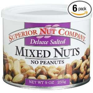 Superior Nut Deluxe Salte Mixed Nuts No Peanuts, 9 Ounce Canisters 