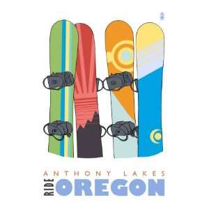 Anthony Lakes, Oregon, Snowboards in the Snow Premium Poster Print 