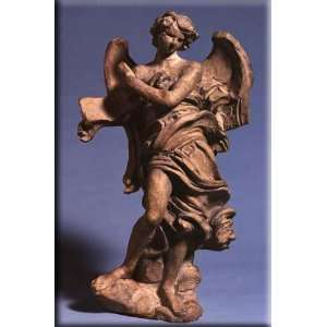   Angel with Scroll 11x16 Streched Canvas Art by Bernini, Gian Lorenzo