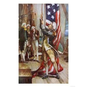 John Paul Jones Raising the U.S. Flag on an American Warship during 