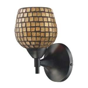   Celina 1 Light Sconce In Dark Rust with Gold Glass