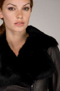 Valentino Red Black Leather Jacket With Fur Collar for women  