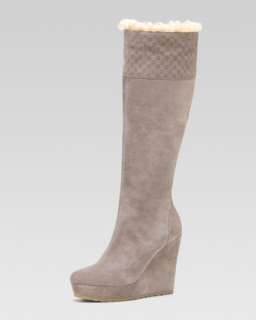 Shearling Lined Suede Wedge Boot