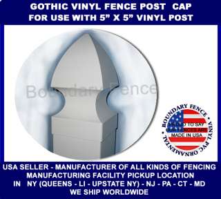 PVC VINYL FENCE GOTHIC POST CAPS FITS 5 X 5 POST  
