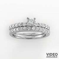 Bridal Sets 14k White Gold 1 ct. T.W. Certified Diamond Ring Set