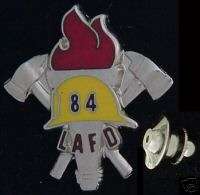 LA Fire Dept Olympic Pin ~ Silver Torch   yellow helmet  
