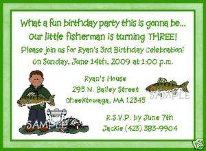 FISHING BOY FISHERMAN FISH BIRTHDAY PARTY INVITATIONS  