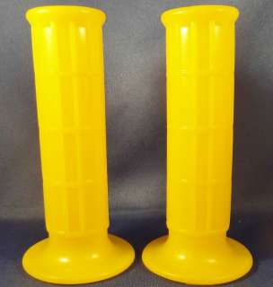 Old School BMX Bike Handlebar Grips in Yellow with flanges  