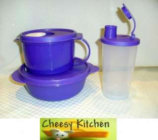   Crystalwave Microwave Lunch Bowl Soup Mug & Tumbler Set NEW Purple
