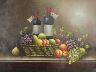36x48 Oil Painting Art SUPER SIZE Wine Fruit Basket BIG  