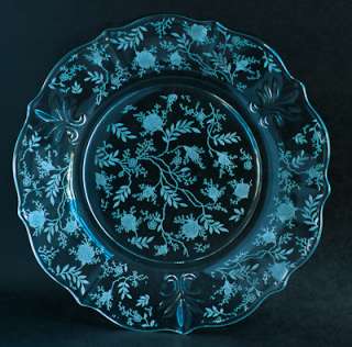 Fostoria Dinner Plate 9 1/2 Etch Glass Chintz Baroque  