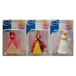 3 Disney Figurines Cinderella & Belle & Ariel (Sold As a 