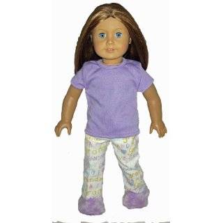   Sleeping Tee, Lavender Fuzzy Slippers Fit 18 American Girl Doll