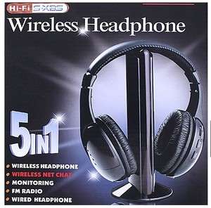 Wireless Earphone Headphone 5 in 1 for  TV CD PC FM  