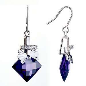   Gifts Elegant Bow Dangle Purple Light Amethyst Crystal Earrings Gift