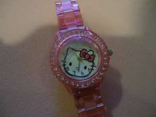 New Hello Kitty Watch/Clear Hot Pink Plastic Band  