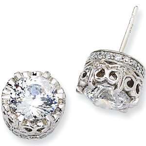   Silver 100 Facet Cubic Zirconia Post Earrings by Cheryl M Jewelry