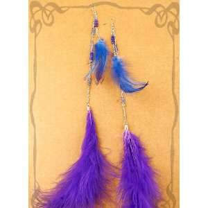  New Fashion Blue Purple Feather Dangle Earrings 