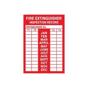  Labels FIRE EXTINGUISHER INSPECTION RECORD Adhesive Vinyl 
