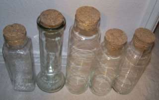 Tall Apothecary Glass Jar Canisters with Cork Lids  