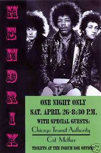 Jimi Hendrix at Los Angeles Forum Concert Poster 1968  