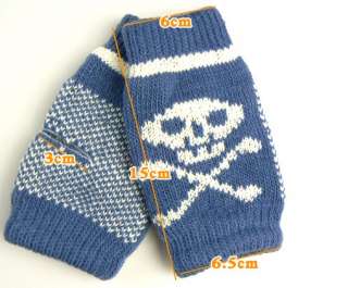 Warm Winter Wool Gloves Cool Skull Fingerless Gloves Woman Man Gift 