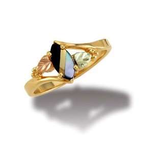   Black Hills Gold Onyx & Mother of Pearl Ring   LR2948 449 Jewelry