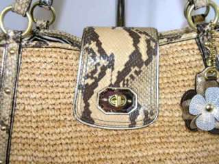 NEW Coach PYTHON Straw Large Summer Tote Bag 16838 NWT  