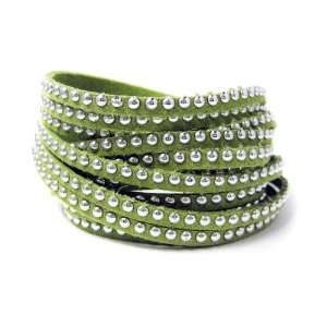  Double Wrap   Green Suede Bracelet Jewelry