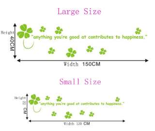 Lucky Clover Decor Mural Art Wall Sticker Decal Y341 (various colors 