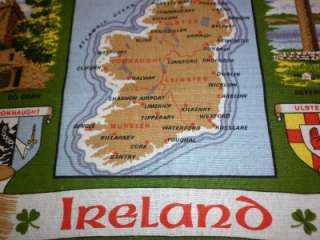   IRISH TEA TOWEL DISH TOWEL MAP OF IRELAND LINEN SHAMROCKS  