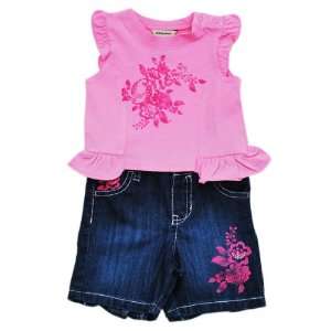   Trim Top and Denim Short Set by Guess (0 9m)   pink, 3 6mos Baby
